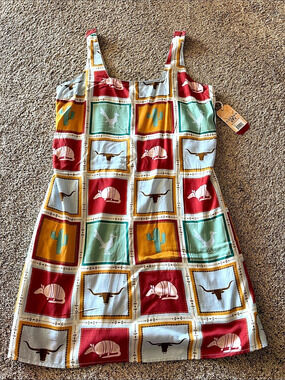 Cotton & Rye Patchwork Critter Dress Mini Multicolor & Red Large NWT